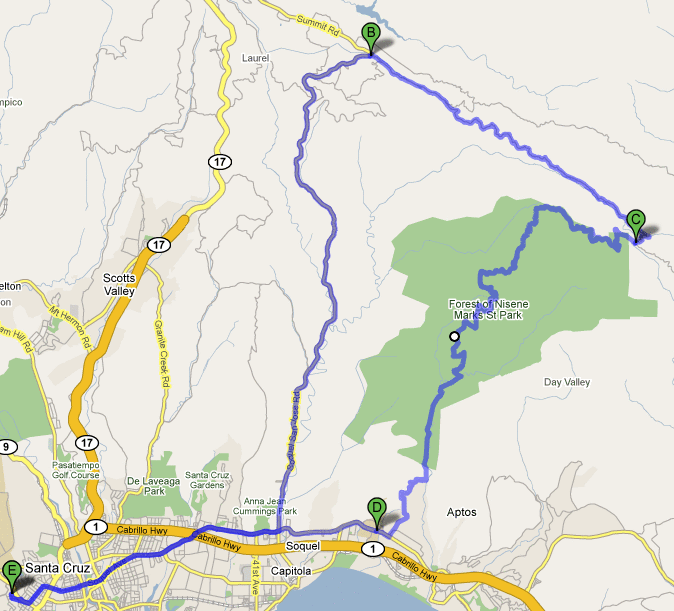 4 Oct 2009 biketrip map